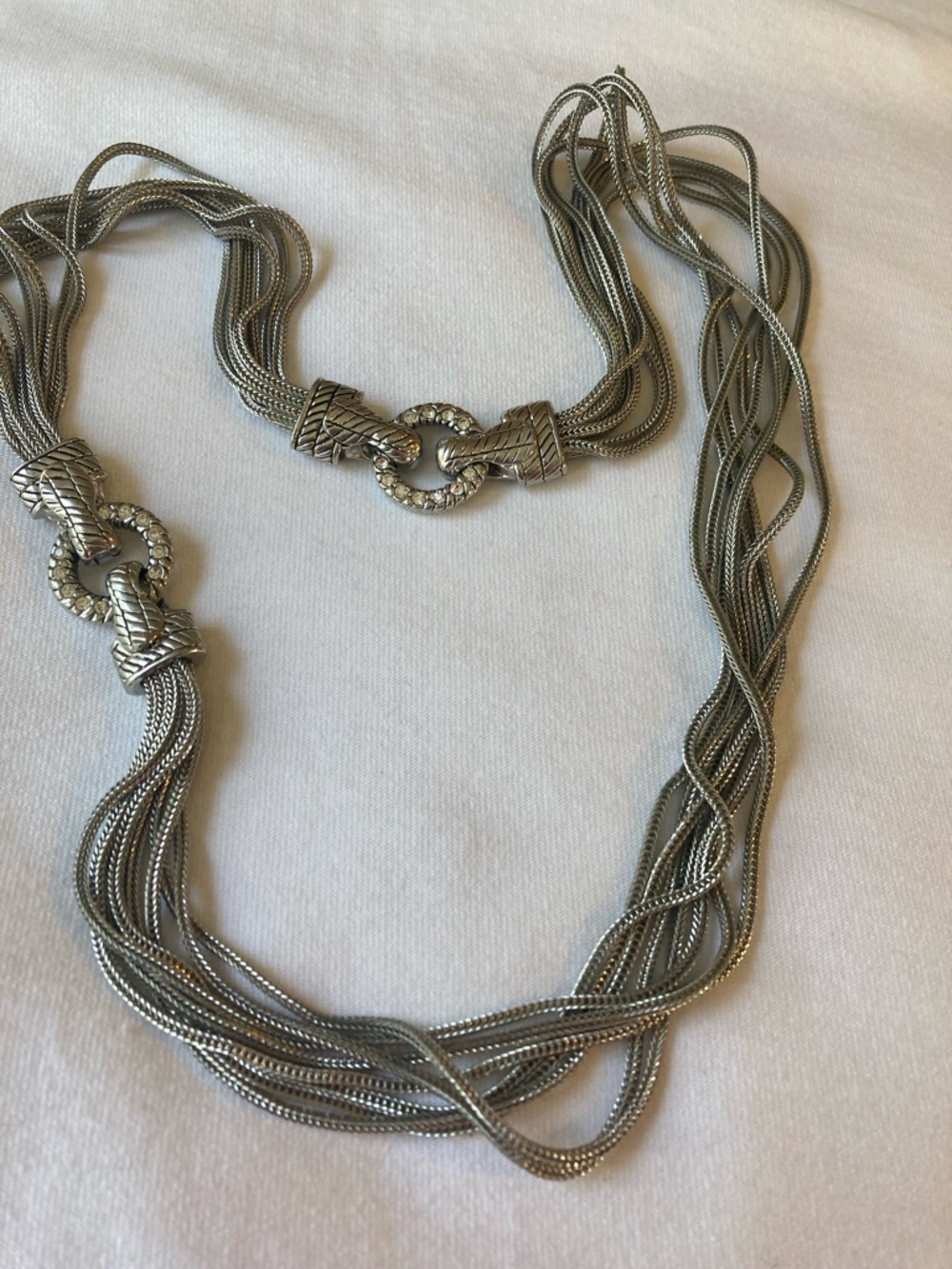 Multi Chains Necklace Crystal Accents